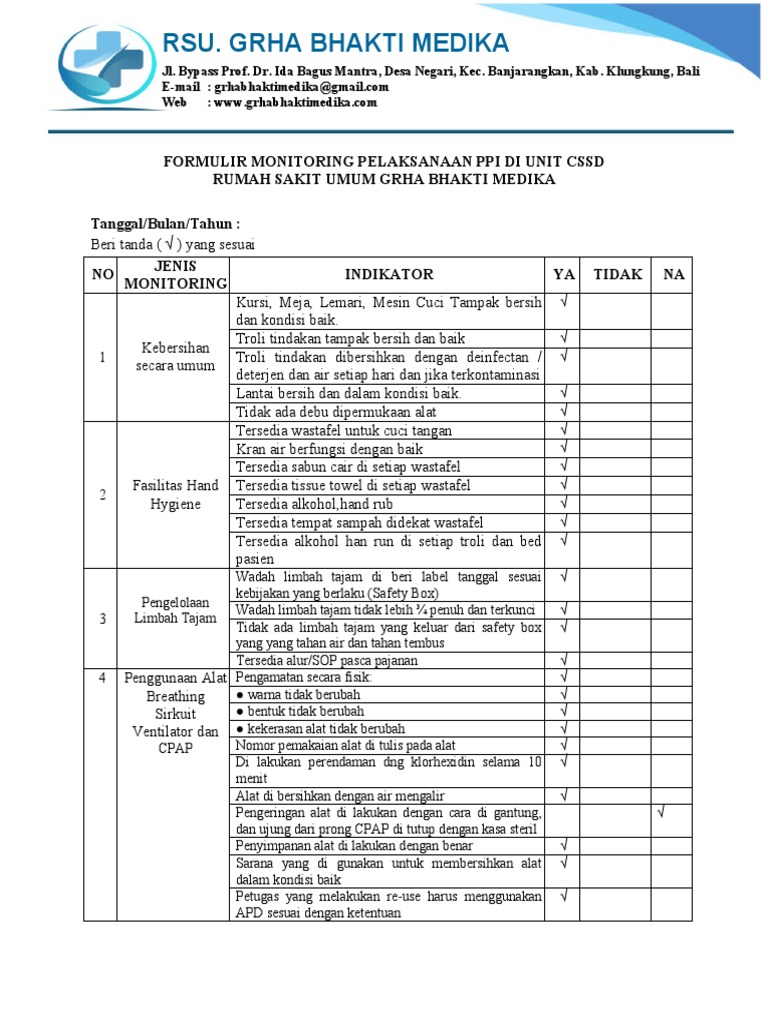 Form Monitoring Instalasi CSSD PDF