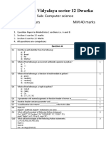 Kendriya Vidyalaya Sector 12 Dwarka: Sub: Computer Science Time: 1.5 Hours MM:40 Marks