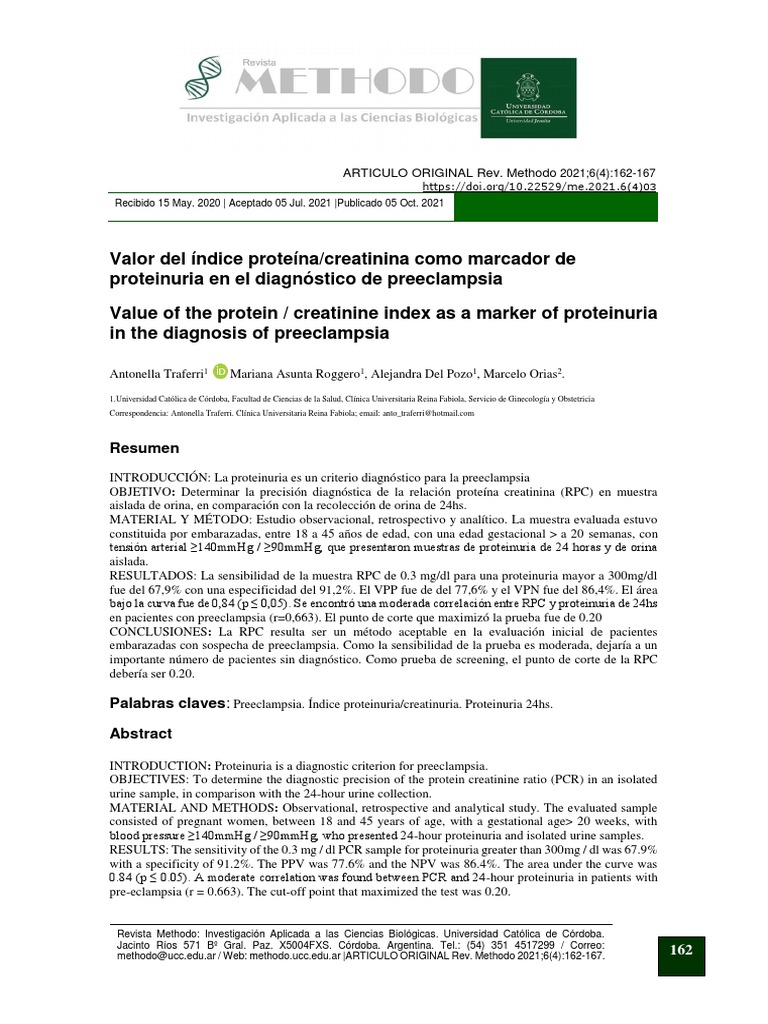 Evaluating Protein/Creatinine Ratio as a Rapid Screening Test for