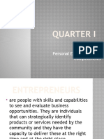 Quarter I: Personal Entrepreneurial Competencies