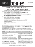 Back To School Sales Tax Holiday 2022