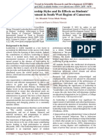 Principals Leadership Styles and Its Effects On Students' Academic Achievement in South West Region of Cameroon