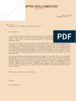 Automotive Engineer Cover Letter Example