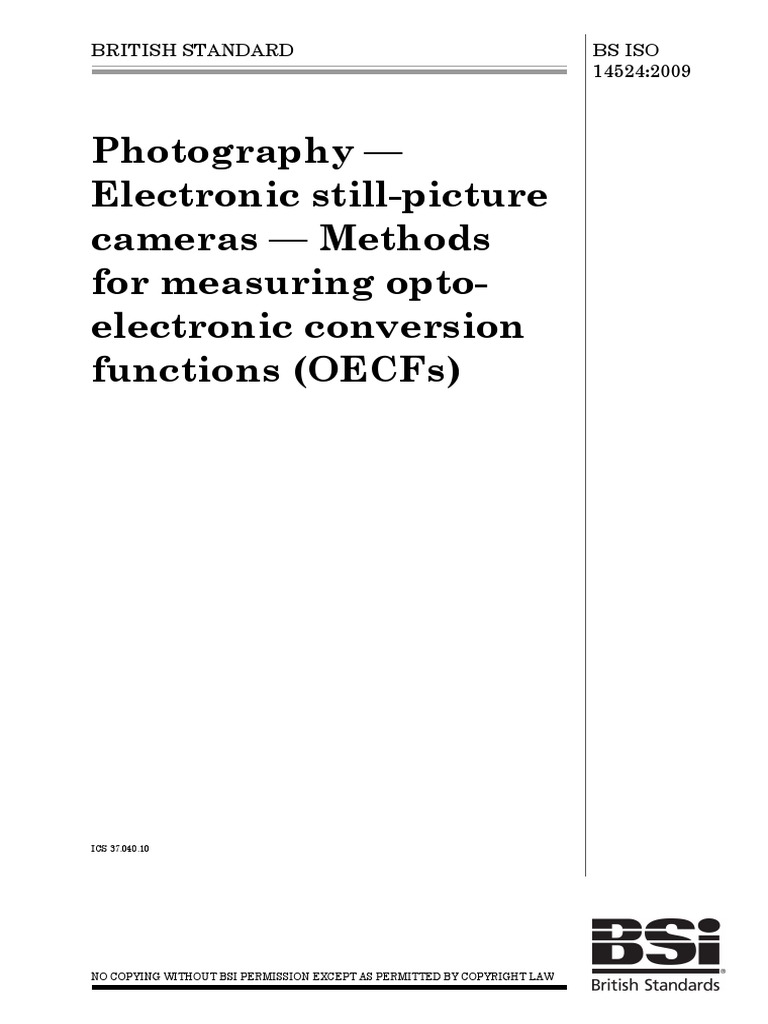 Photography Electronic StillPicture Cameras Methods For Measuring