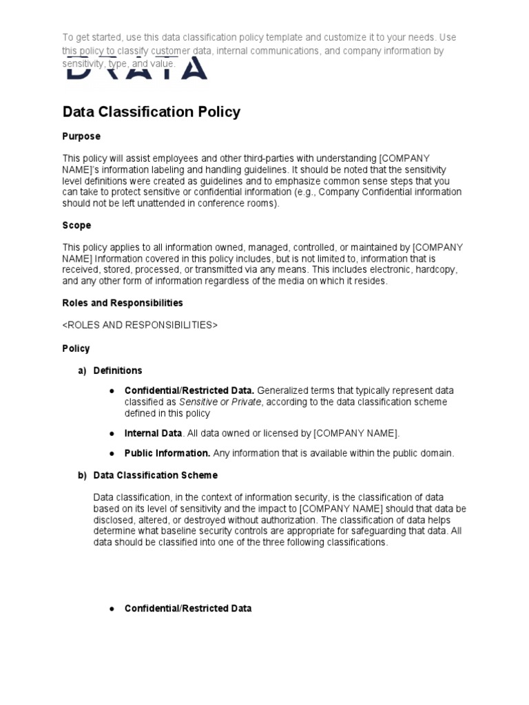 Data Classification Policy Template | PDF | Information Security ...