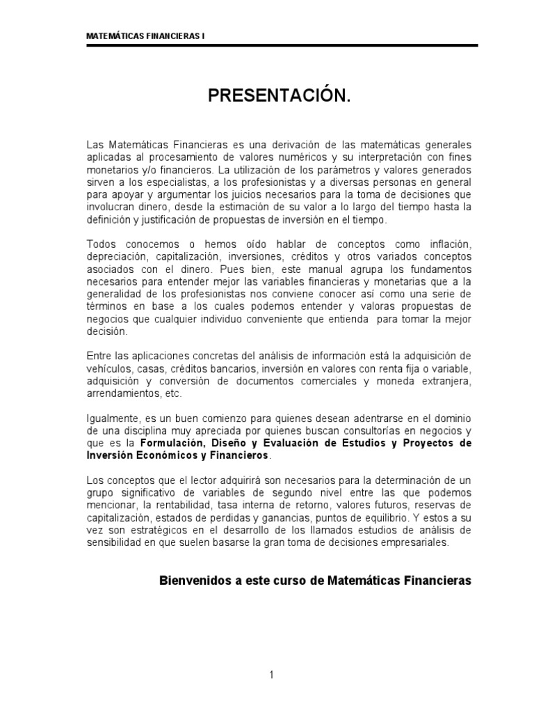 Fundamentos de Matemáticas Financieras | PDF | Interés | Exponenciación