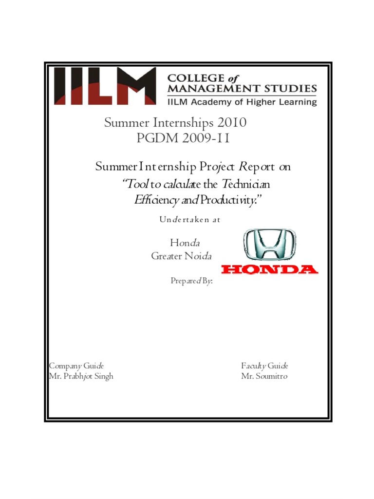 Internship Report | PDF | Honda | Customer Service