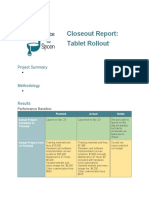 Closeout Report: Tablet Rollout: Project Summary