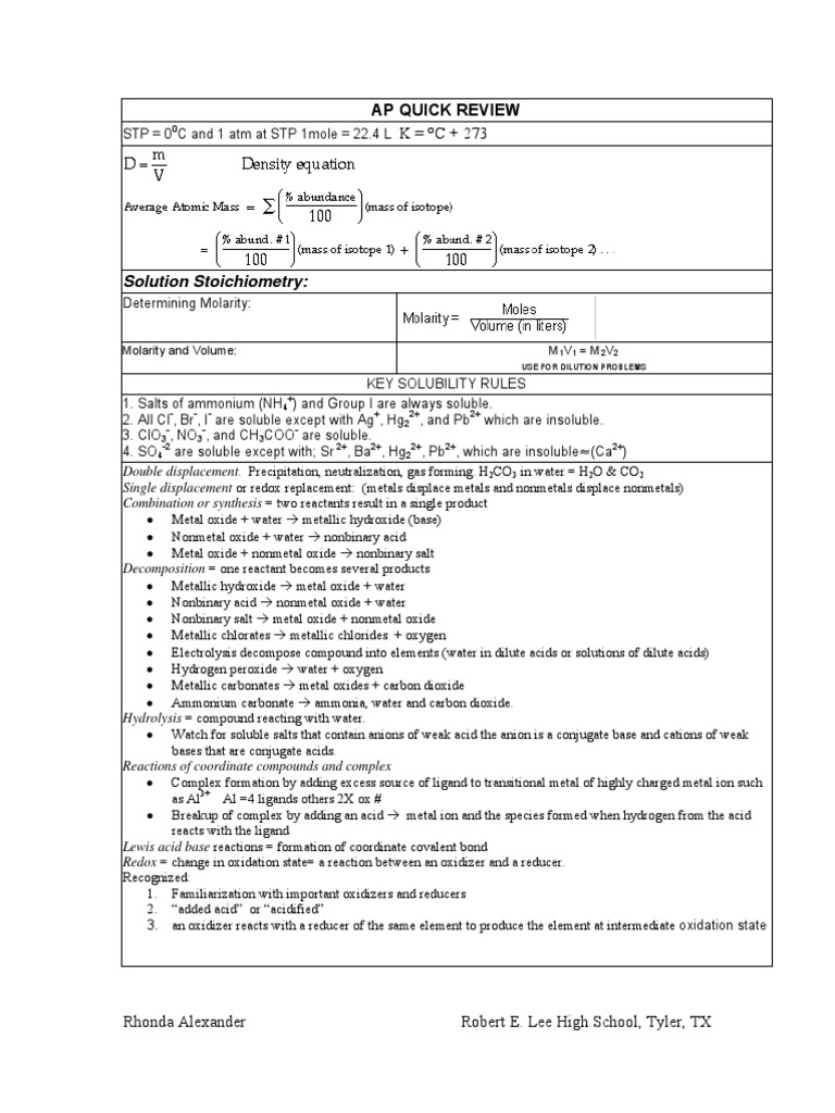 AP Quick Review | PDF | Covalent Bond | Reaction Rate