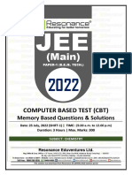 JEE Main 2022 July Session 2 Shift-1 (DT 25-07-2022) Chemistry