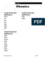 Phonics List Level 2b