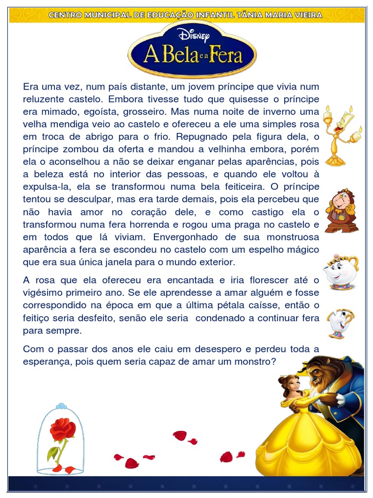 A História da Bela e a Fera Resumida | PDF | Mistério, Suspense e ...