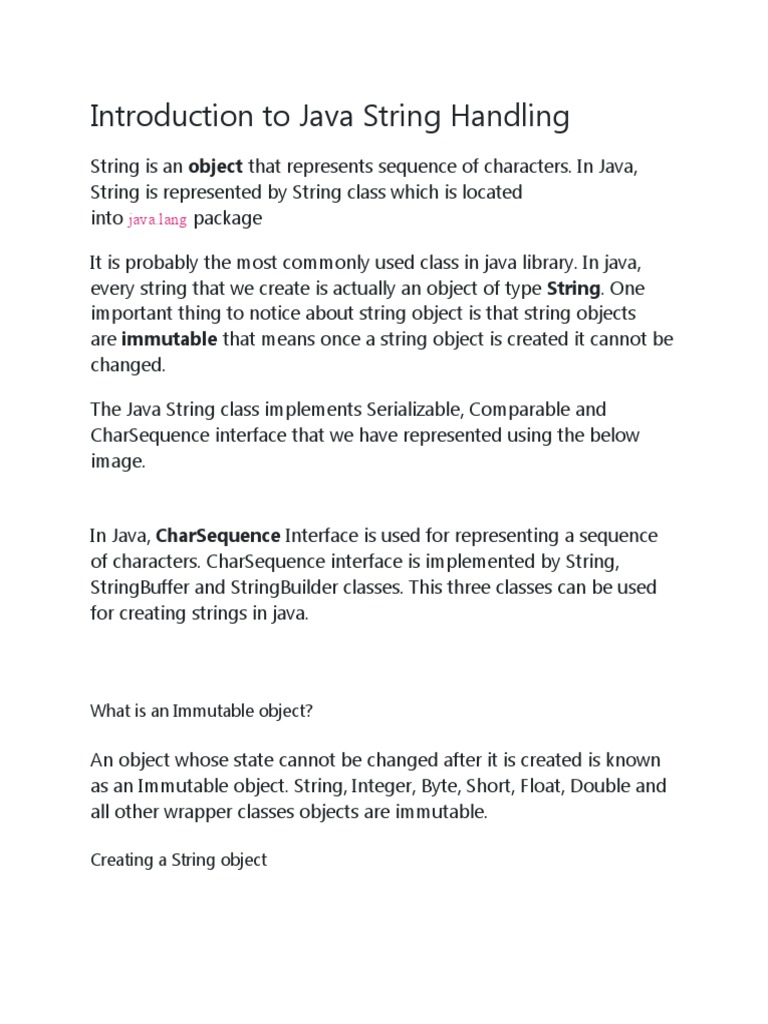 Introduction To Java String Handling PDF String Science) Constructor (Object
