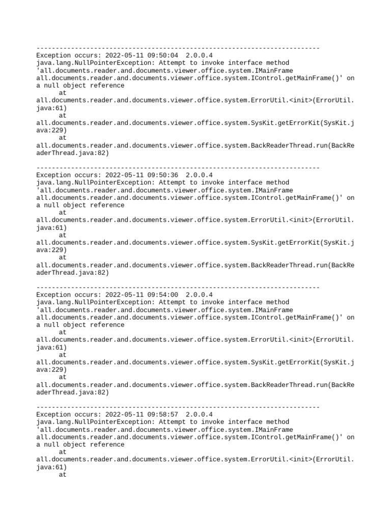Error Log | PDF | Java (Programming Language) | Software image.