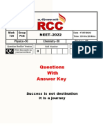 Questions With Answer Key: NEET-2022
