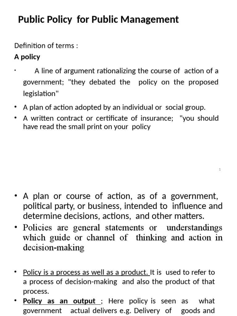 Public Policy Meaning, Characterstics and Effect PDF Policy Goal