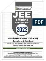 JEE Maths Solutions 2022