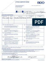 Cardholder Transaction Dispute Form: Customer Information