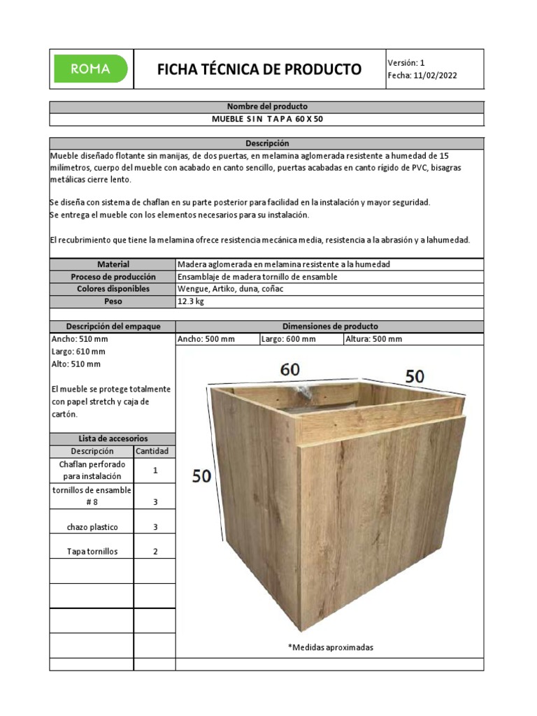 Ficha Técnica MUEBLE SIN TAPA 60X50 PDF