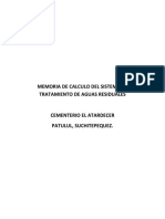 Memoria de Calculo de Capacidad de Planta de Tratamiento Cementerio El Atardecer