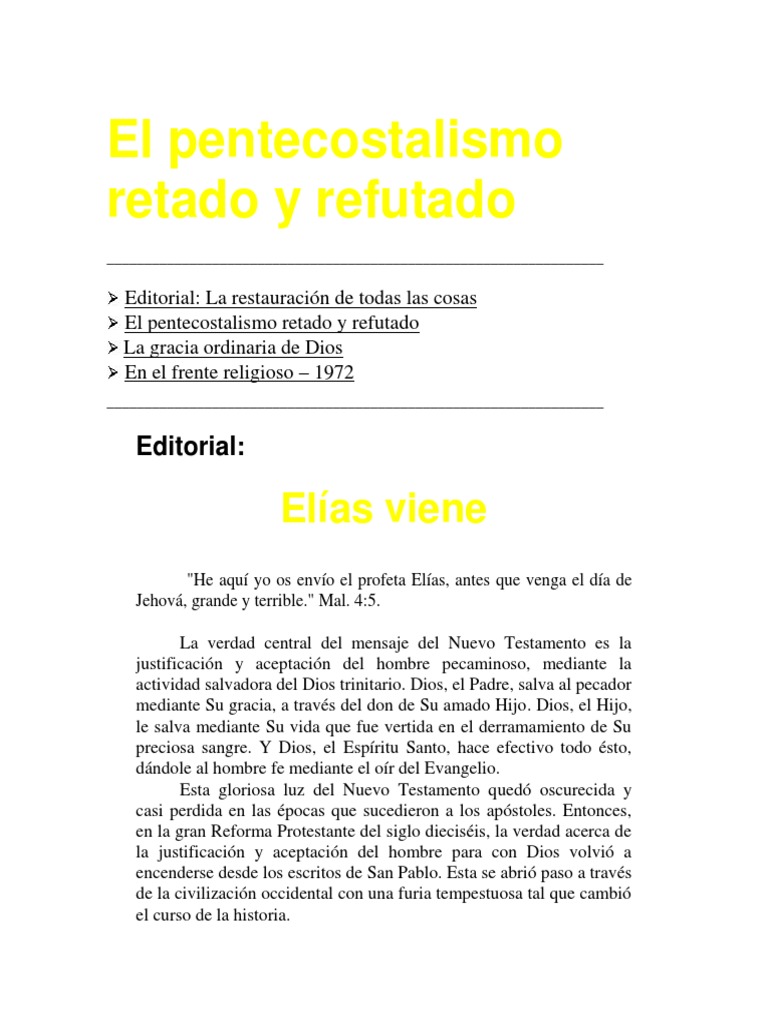 El Pentecostalismo Retado y Refutado | PDF | Jesús | Sola Fide