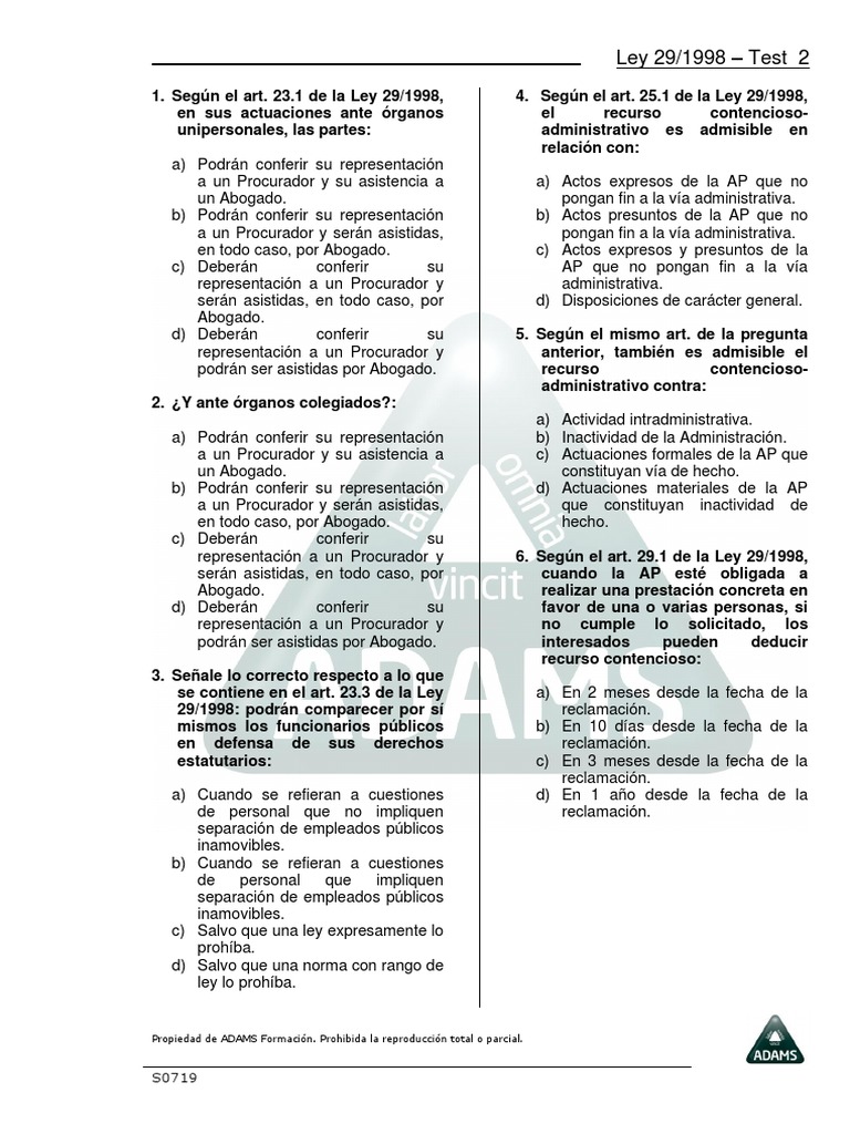 test-ley-29-1998-procedimientos-y-plazos-pdf-demanda-judicial