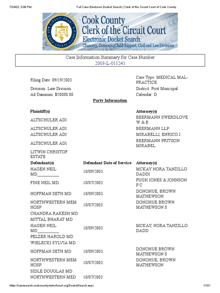 Cook County Medical Malpractice Case | PDF | Wisconsin Circuit Courts ...