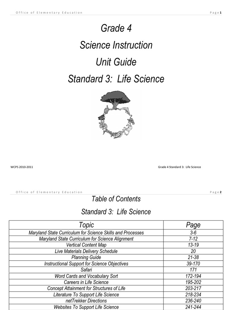 Science Grade 4 Unit 2 2010 Guide | Life | Scientific Method