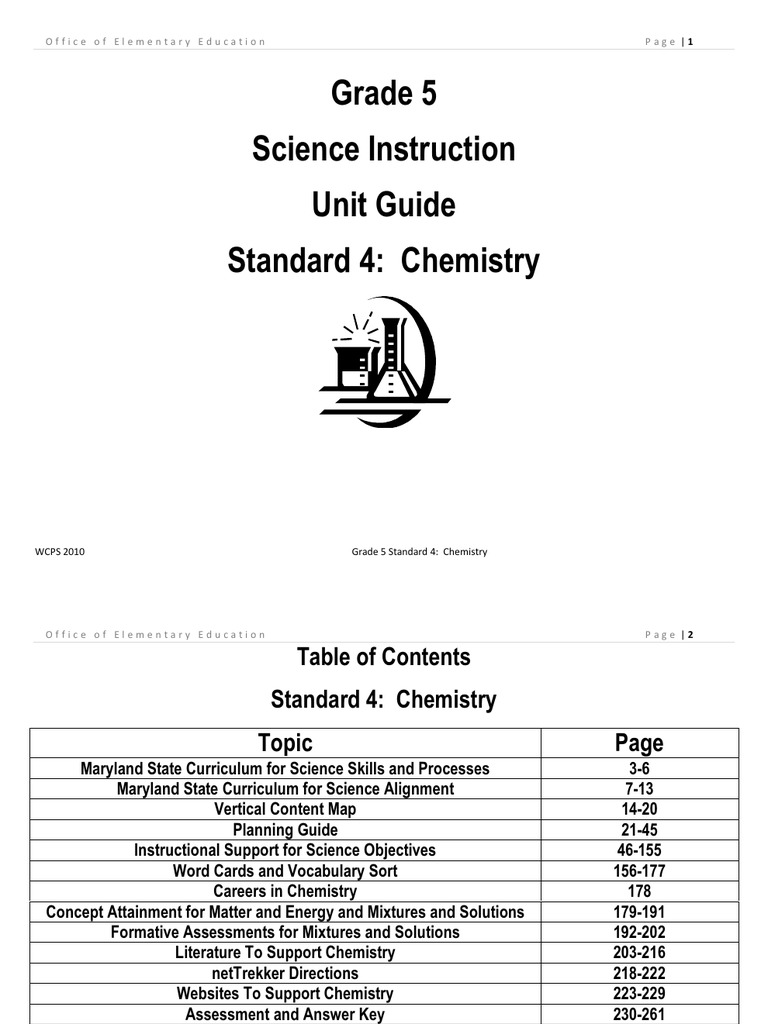 Science Grade 5 Unit 2 Guide 2010 | PDF | Solution | Matter