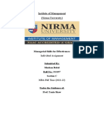 Institute of Management (Nirma University) : Managerial Skills For Effectiveness