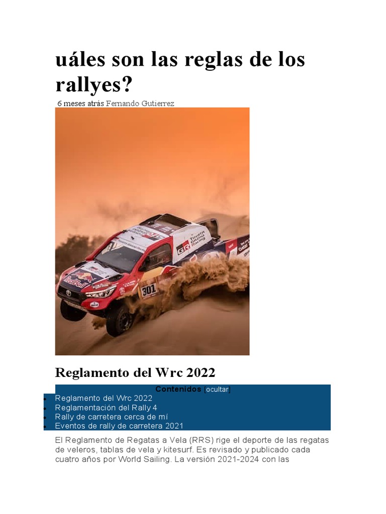 Reglas y reglamentos de rallyes 2022 | PDF | Estilos de carrocería ...