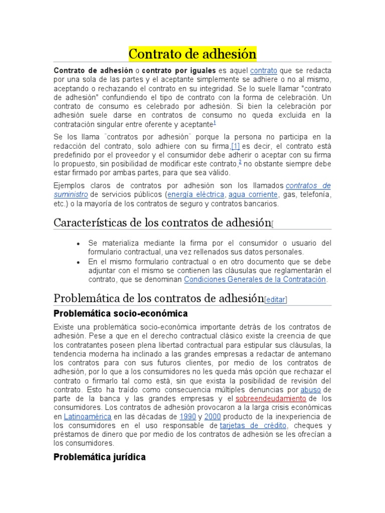 10 Modelos De Contrato De Adhesion