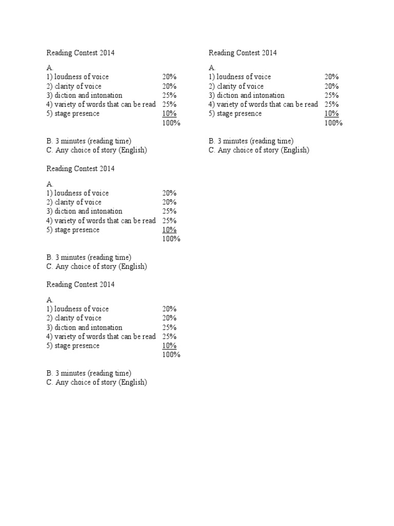 2014 Reading Contest Guidelines | PDF