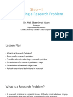 Formulating A Research Problem: Step - I