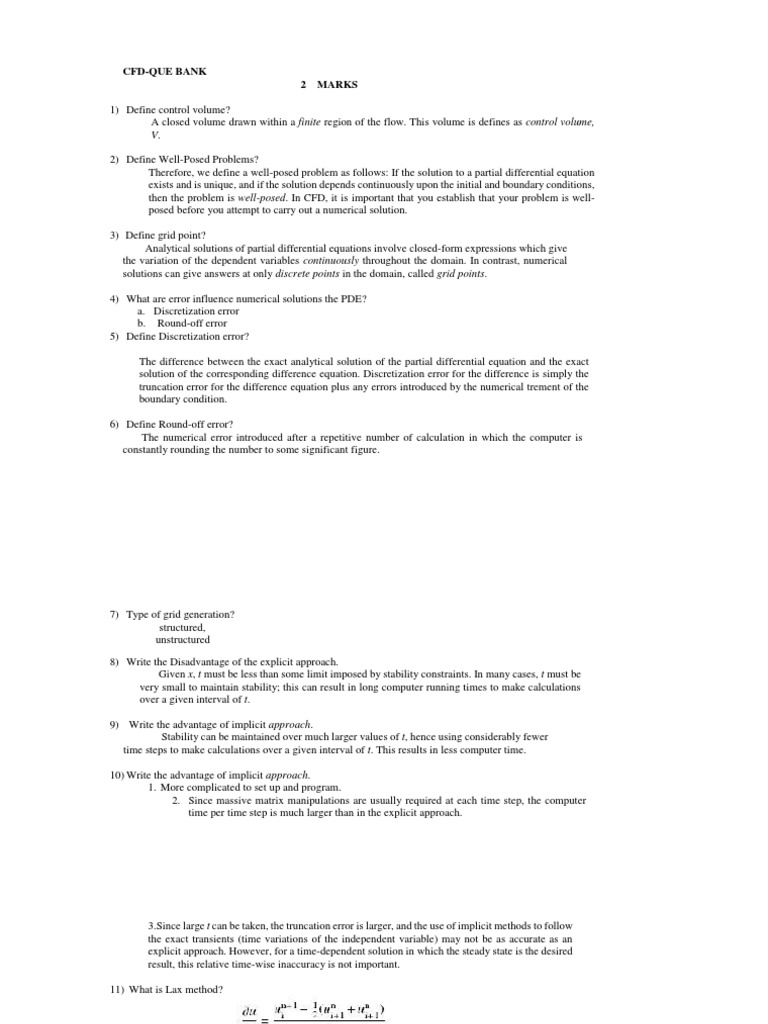 CFD Concepts and Numerical Methods Guide | PDF | Computational Fluid ...
