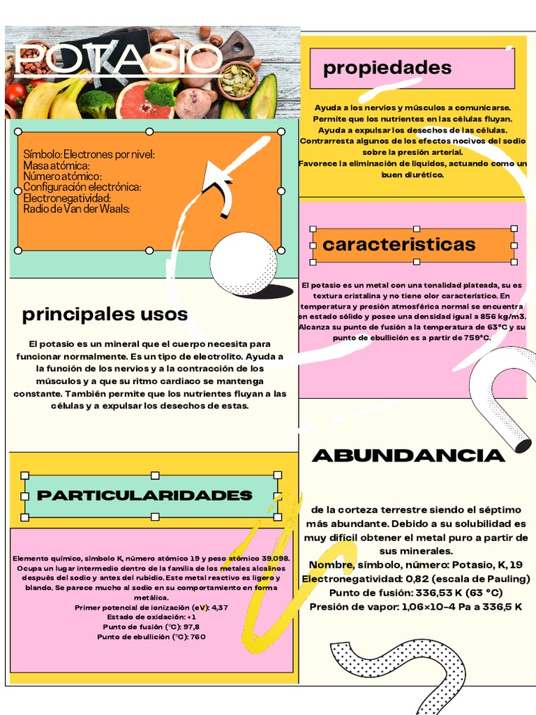 Propiedades y usos del potasio K | PDF | Dieta y nutrición | Química