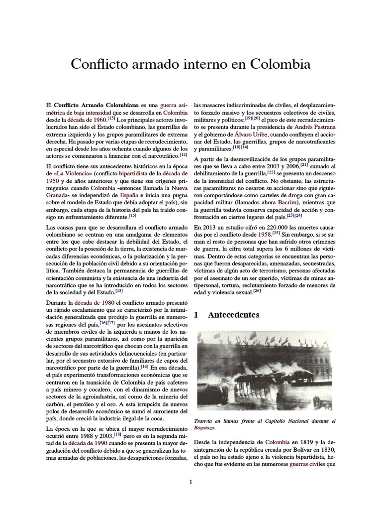 Conflicto Armado Interno en Colombia | PDF | Colombia | Política de ...
