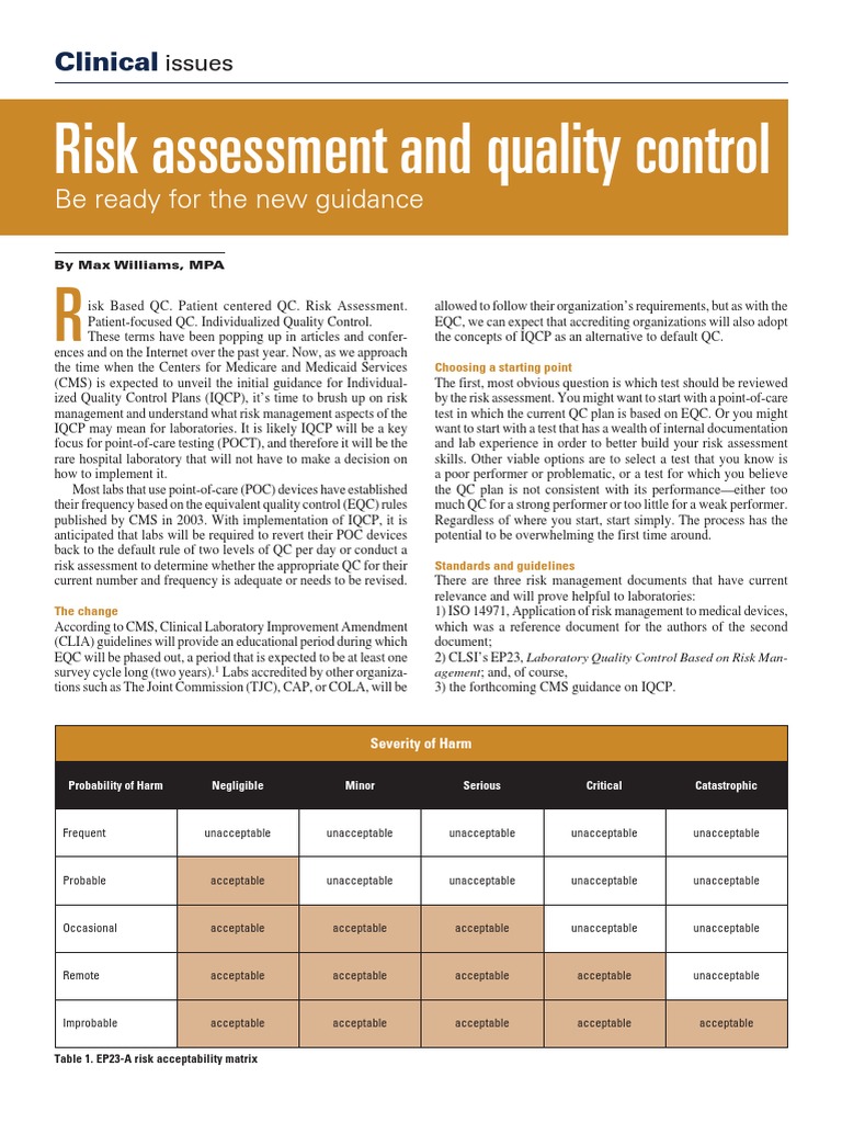 Risk Assessment in Quality Control Labs | PDF | Risk | Risk Management