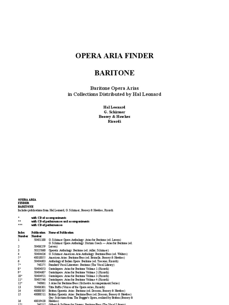 Baritone Opera Arias Giuseppe Verdi Opera