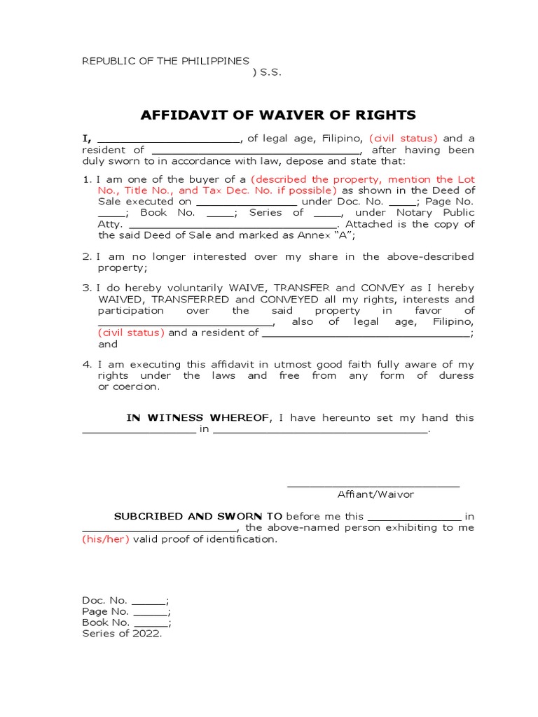 Sample Waiver Of Rights _ Waiver Of Rights Clauses – KJYGX