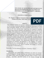 Comparative Study of Selected Department on Problems Encountered in the Teaching of Nutrition in Delta State University Abraka Nigeria by Joseph O Ogbe