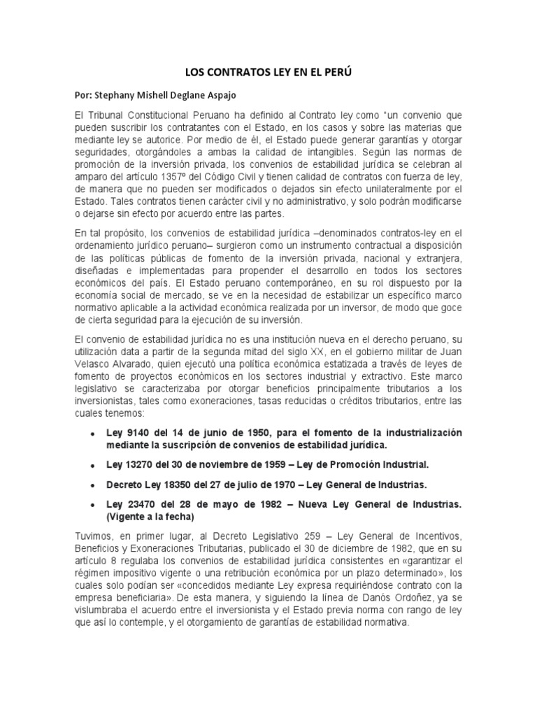 Contratos Ley en Perú: Marco y Ejemplos | PDF | Estado (política) | Perú