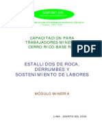 Capacitación para trabajadores mineros sobre estallidos de roca