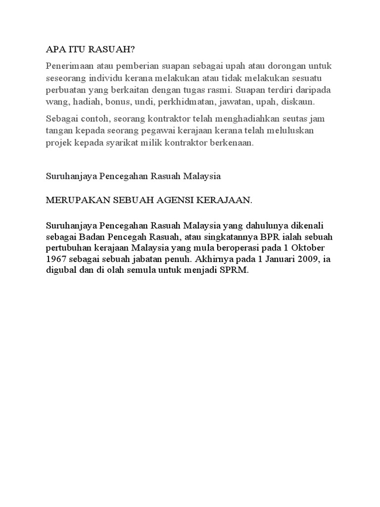 Apa Itu Rasuah | PDF