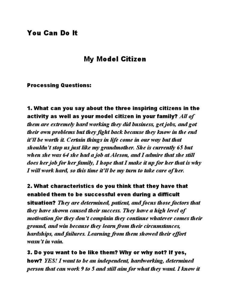 You Can Do It My Model Citizen | PDF