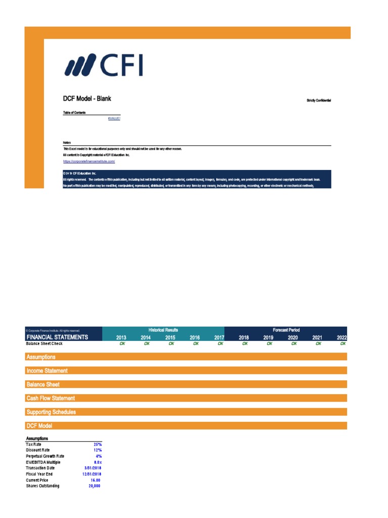 Blank DCF Model Template | PDF
