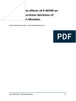 A Study by Ting Tong Marketing of The Effects of E-WOM On Consumer Purchase Decisions of Consumers in Mumbai - Adnan Morbiwala