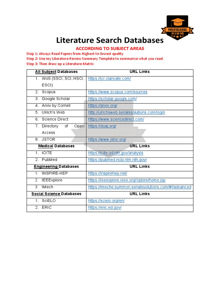 Literature Search Database Guide | PDF