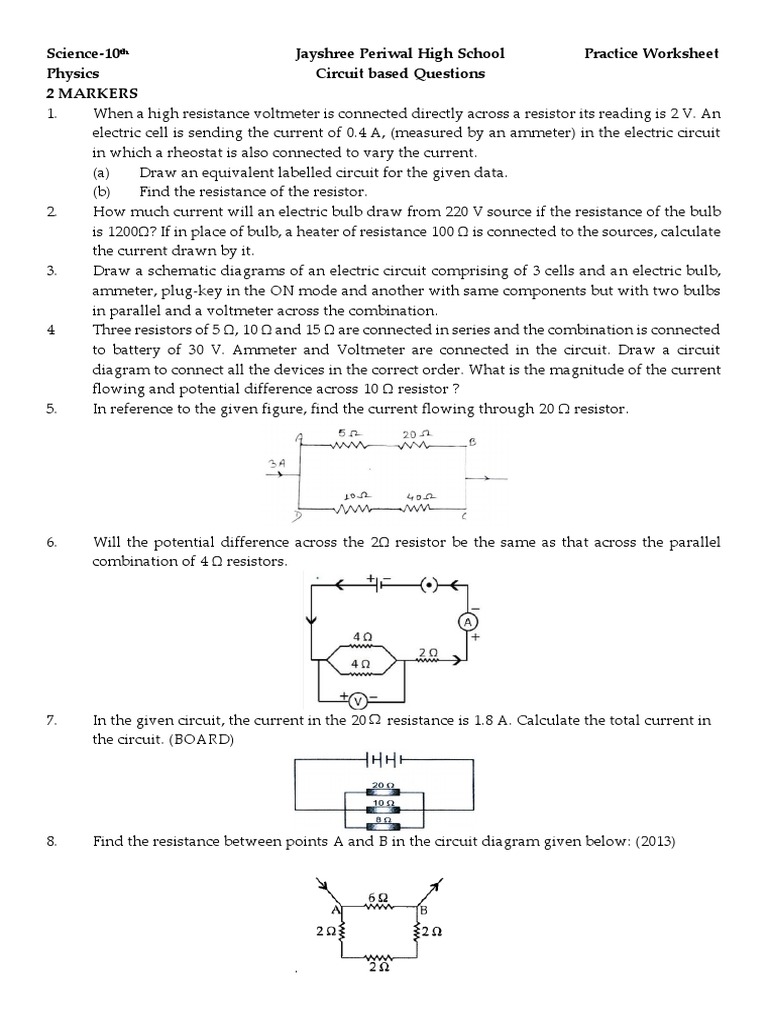 Science10 Jayshree Periwal High School Practice Worksheet Physics