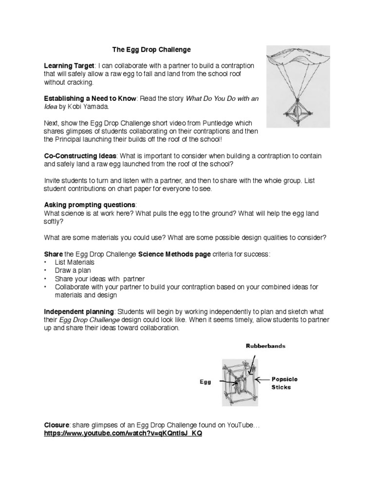 Egg Drop Challenge Lesson Plan PDF